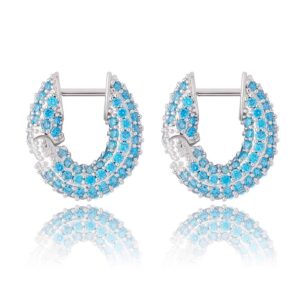 Minimalist Cute Colorful Statement Earrings Iced Out Cubic Zirconia Hoop Earrings Hip Hop Fashion Jewelry Earrings Women Luxury