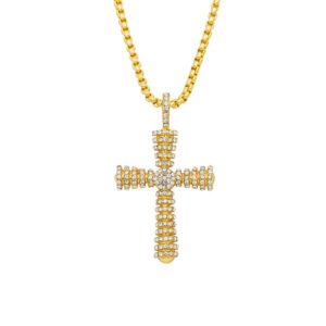 Trendy Hip Hop Alloy Gold Plated Cross Necklaces Crystal Christian Jesus Cross Pendant Necklace For Men Women Iced Out Jewelry