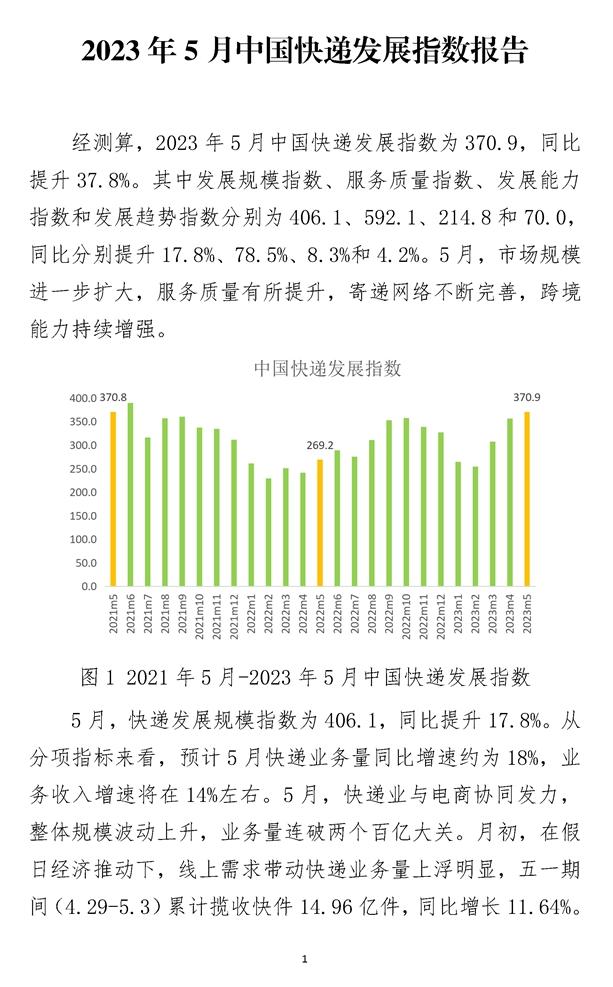 2023年5月中国快递发展指数报告