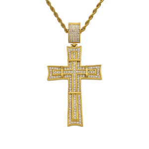 New Wholesale Cross Pendant Fashion Hip Hop Crucifix Jewelry Gold Plated Iced Out Christian Jesus Cross Pendant Necklace Jewelry