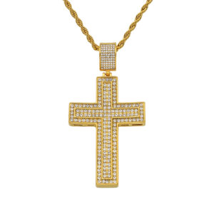 New Crystal Cross Necklaces Iced Out Bling Rhinestone Stainless Steel Plated Gold Christian Jesus Cross Pendant Necklace Jewelry