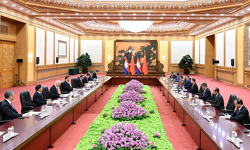 习近平会见柬埔寨首相洪玛奈