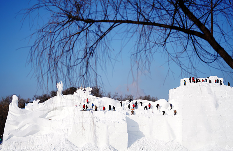 哈尔滨太阳岛雪博会建设忙