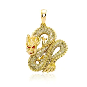 Luxury Chinese Dragon Style Pendant Necklace Iced Out Full Cubic Zirconia HipHop Fashion CZ Lucky Dragon Charm Men Women Jewelry