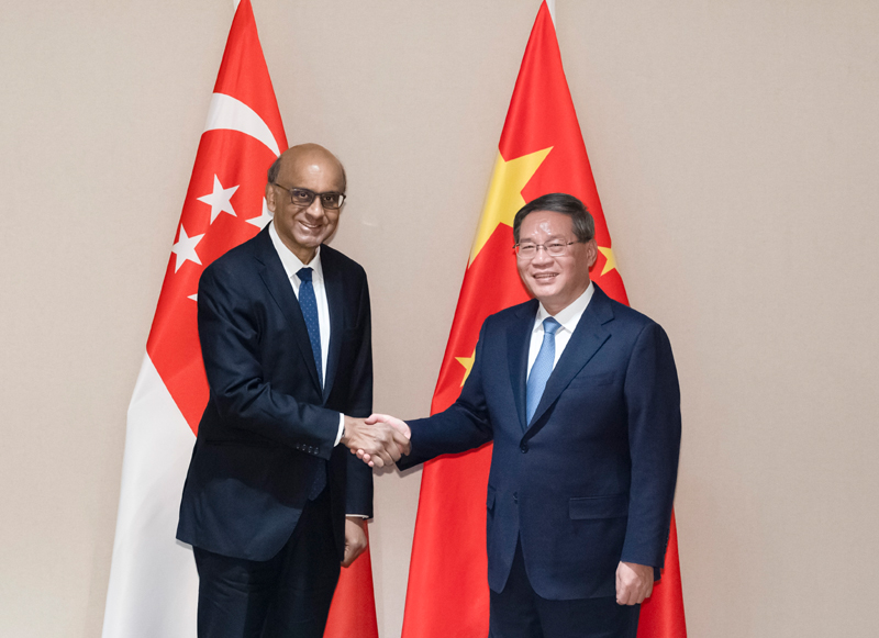 李强会见新加坡总统尚达曼