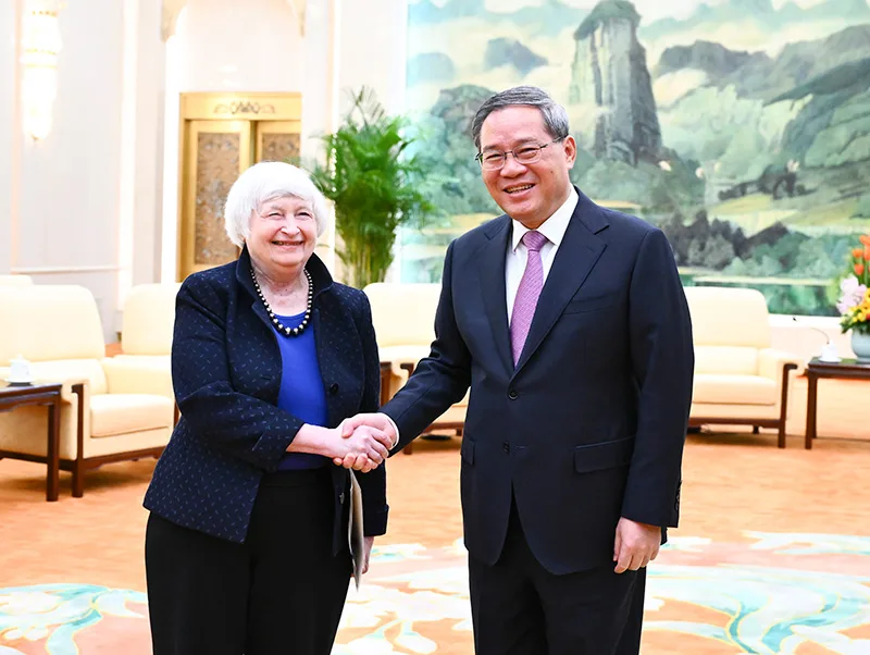 北京4月7日，李强会见美国财政部长耶伦