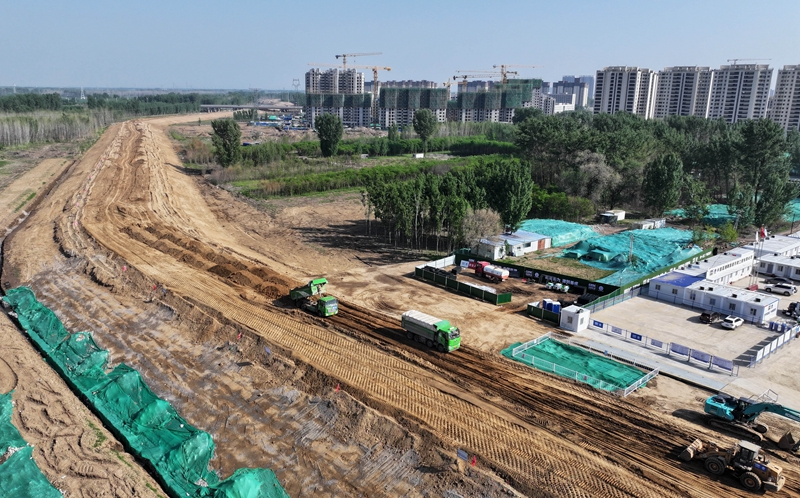 河北涿州：北拒马河涿州段应急防洪治理工程施工正酣