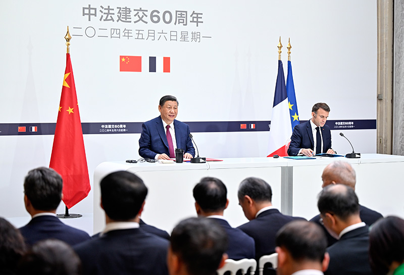 巴黎5月6日习近平同法国总统马克龙共同会见记者