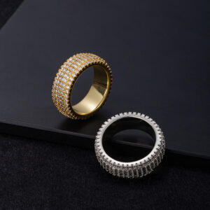 Personalized High Quality Iced Out Bling Engagement Wedding Band Ring Gift Brass Gold Plated Hip Hop Rapper Finger Rings Jewelry