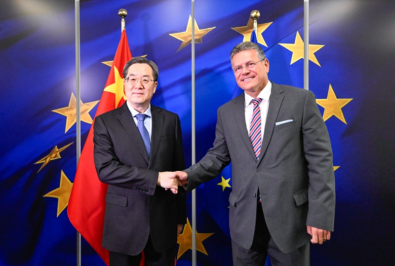 丁薛祥同欧盟委员会执行副主席谢夫乔维奇举行第五次中欧环境与气候高层对话
