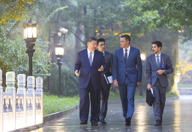 9月9日下午，国家主席习近平在北京钓鱼台国宾馆会见来华正式访问的西班牙首相桑切斯