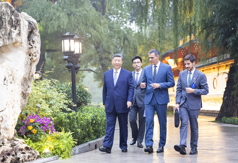 9月9日下午，国家主席习近平在北京钓鱼台国宾馆会见来华正式访问的西班牙首相桑切斯