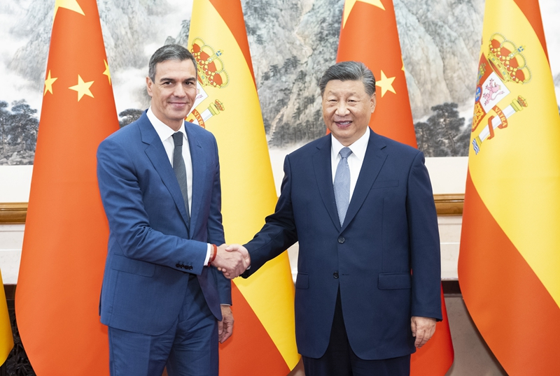 9月9日下午，国家主席习近平在北京钓鱼台国宾馆会见来华正式访问的西班牙首相桑切斯