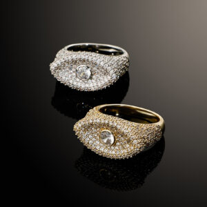New Eye Ring High Quality Iced Full Micro Pave CZ Ring Hip Hop Jewelry Mens Trend Wedding Band Couple Fashion Jewelry Rings Gift